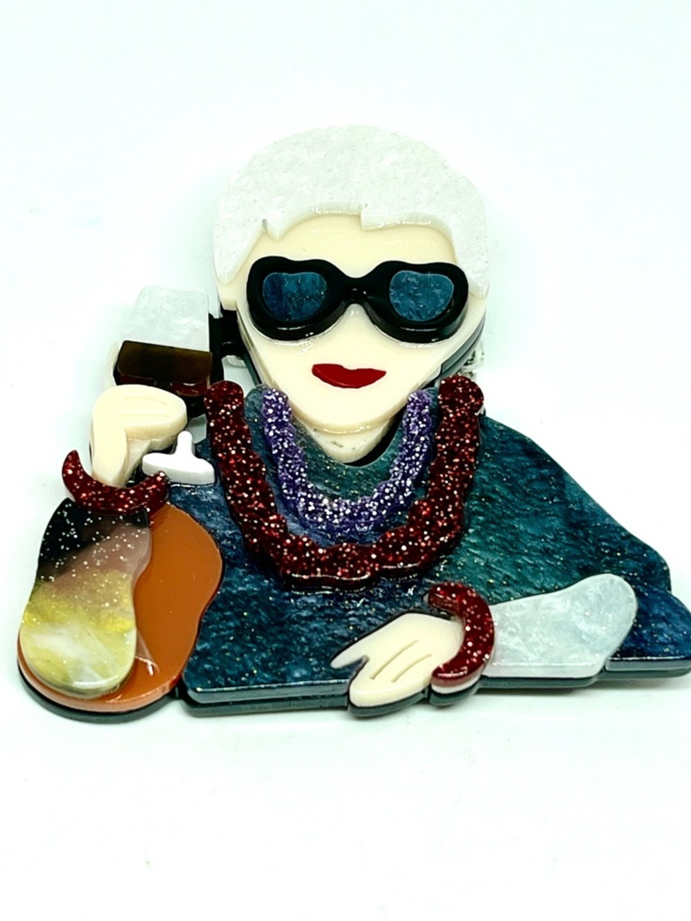 Iris Apfel Inspired Acrylic Lapel Pin NWOT